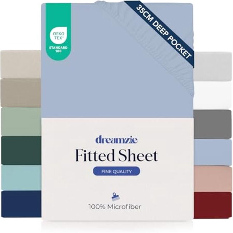 Hoeslaken 160x200 cm 100% Microvezel Dikke Matrassen Blauw Oeko TEX Gecertificeerd