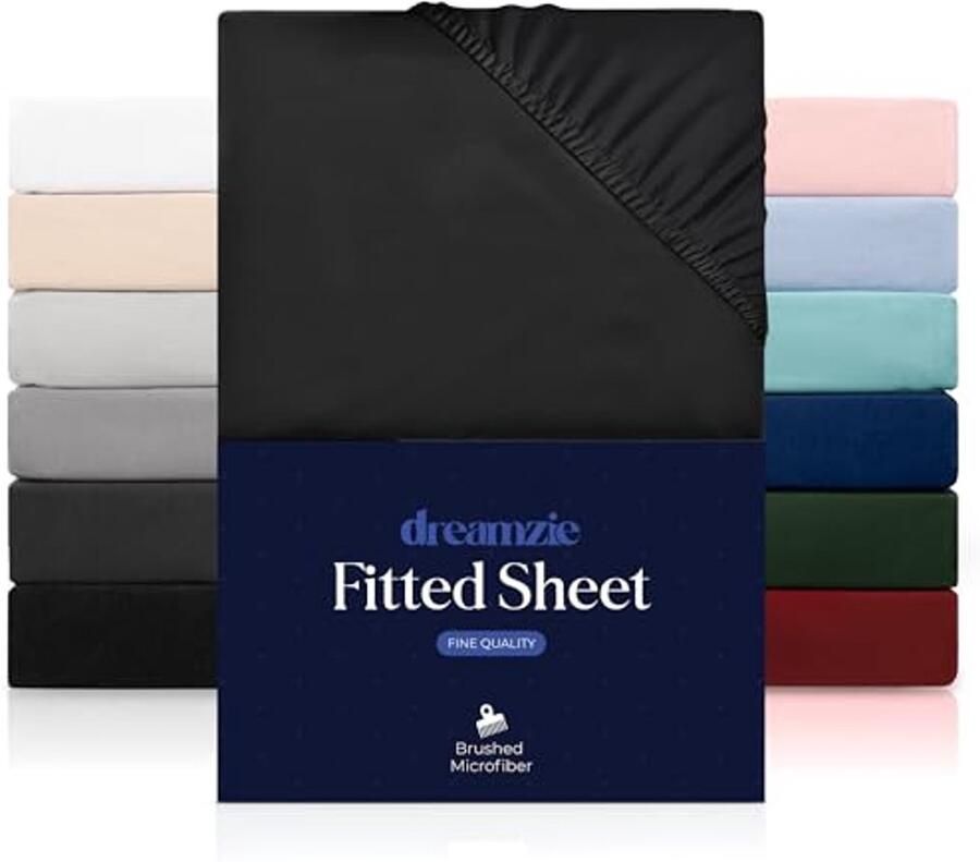 Hoeslaken 90 x 200 cm Zachte Microvezel Geschikt voor Dikke Matrassen Oeko-Tex Gecertificeerd Zwart