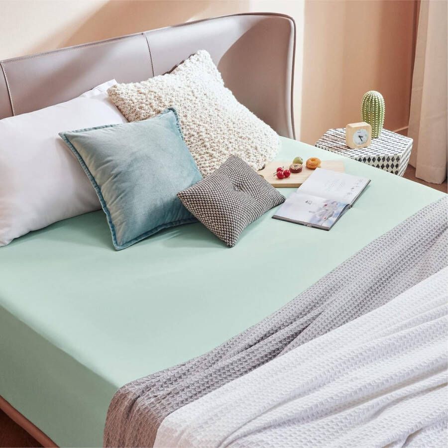 Hoeslaken 160 x 200 cm groen microvezel lakens 160x200cm voor matras tot 30 cm hoog hoeslaken linnen doek voor boxspringbed