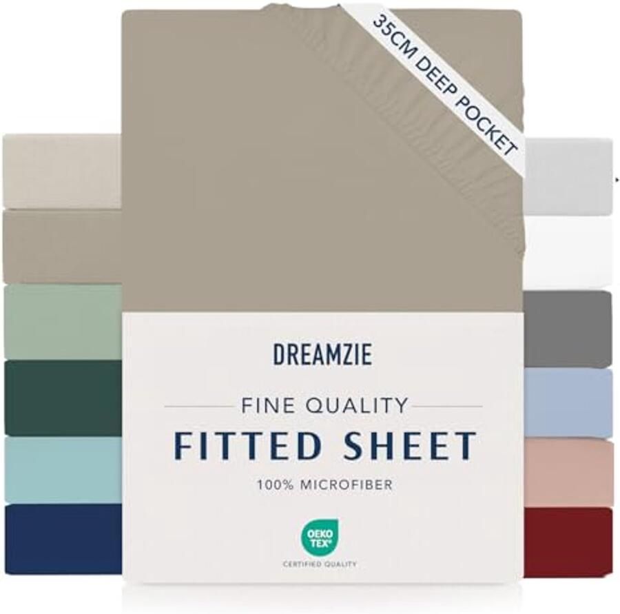 Hoeslaken 160 x 200 cm met 35 cm Hoofdband 100% Microvezel Oeko-TEX Gecertificeerd Geschikt voor Dikke Matrassen