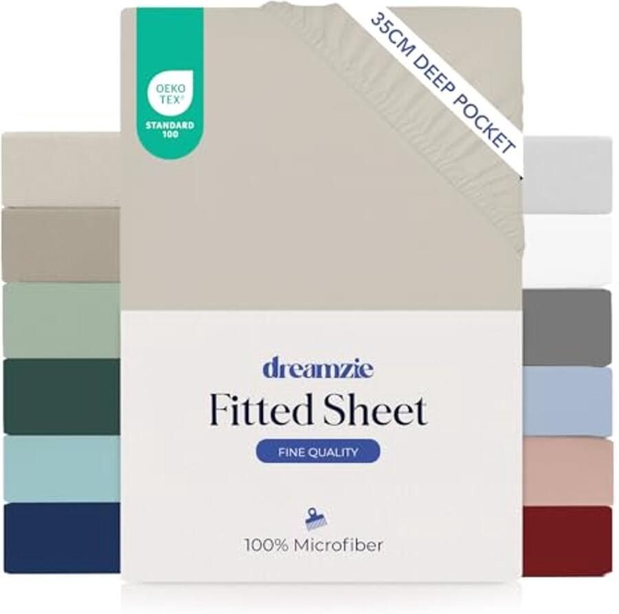 Hoeslaken 160 x 200 cm met 35 cm Muts voor Dikke Matras 100% Microvezel Beige Oeko TEX Gecertificeerd