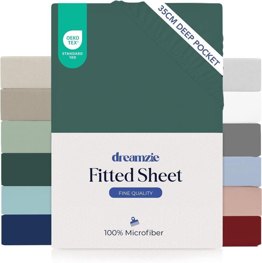 Hoeslaken 160 x 200 cm voor Dikke Matras 35 cm Hoog 100% Microvezel Petrol Groen Oeko-Tex Gecertificeerd