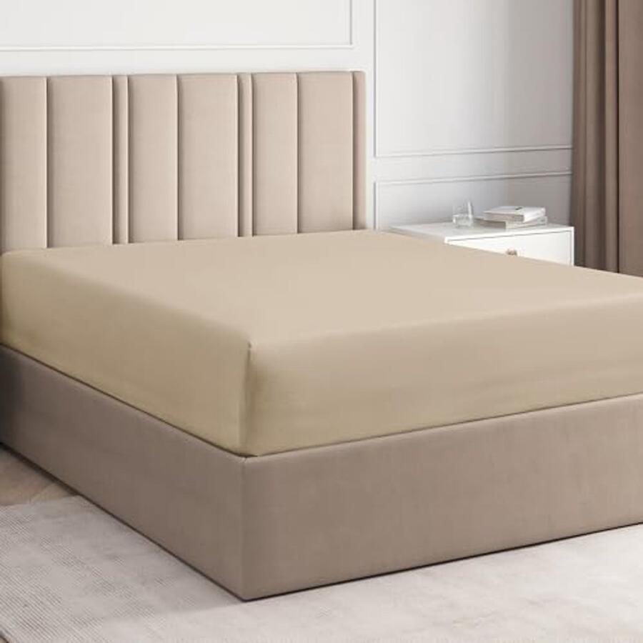 Hoeslaken 160x200cm 100% Katoen Ideaal voor Matrassen tot 30 cm Hoogte Premium Beddengoed met 400 Draadtelling OEKO-TEX Gecertificeerd Creme Kleur