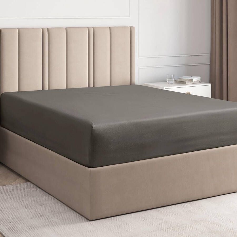 Hoeslaken 180 x 200 cm 100% katoen laken 180 x 200 cm voor matrassen tot 30 cm 12 inch hoogte premium beddengoed van 400 draaddichtheid katoen eenpack hoeslaken 180 x 200 cm donkergrijs