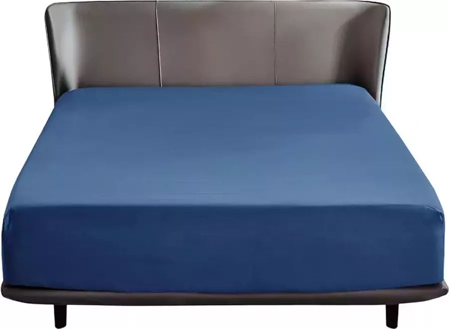 Hoeslaken 180 x 200 cm blauw microvezel laken voor matrassen tot 30 cm hoog hoeslaken voor boxspringbed