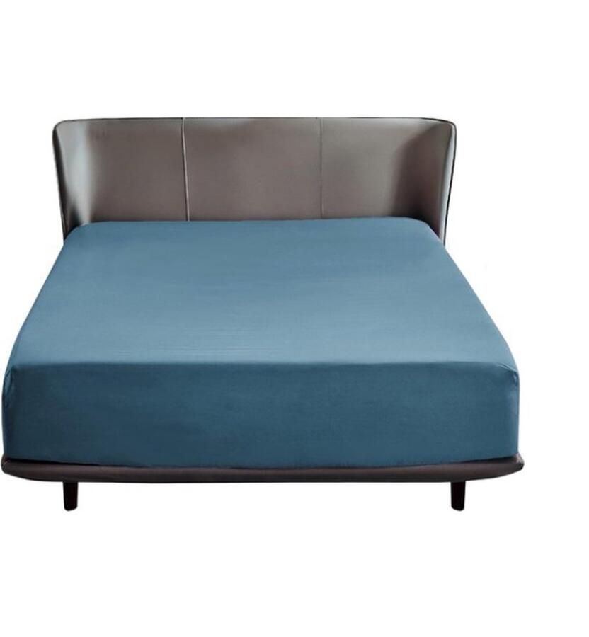 Hoeslaken 180 x 200 cm boxspring topper microvezel laken voor matrassen tot 30 cm hoog zacht hoeslaken kleur lichtblauw