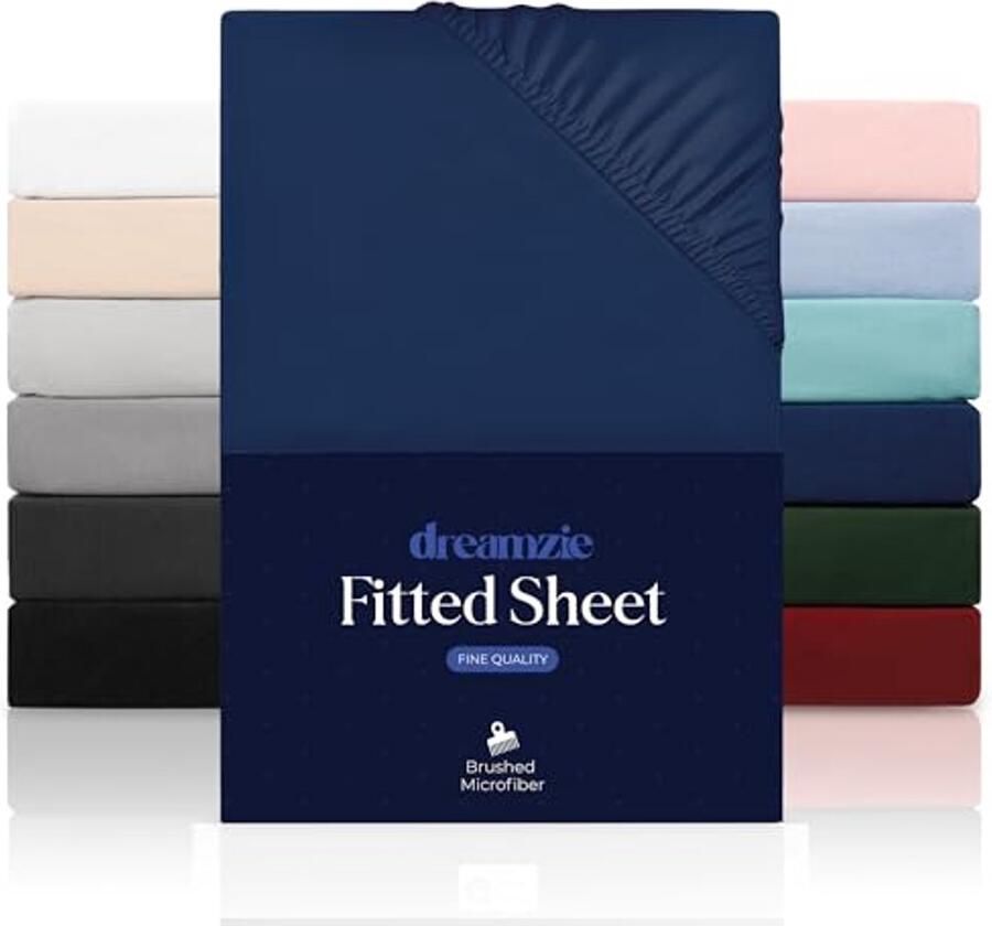 Fitted Sheet 140x190 200 cm voor Dikke Matrassen tot 33 cm 100% Polyester Microfiber Donkerblauw Oeko TEX Gecertificeerd