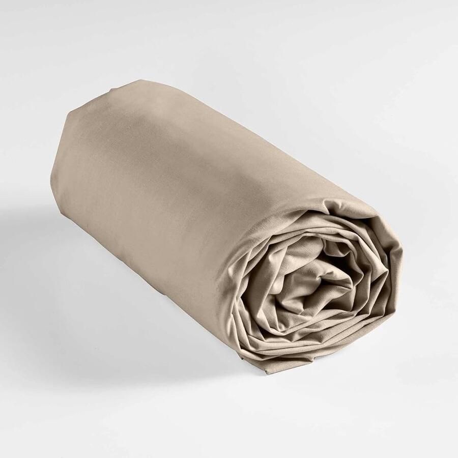 Hoeslaken 180 x 200 cm Katoen Ademend 1 stuk Sable