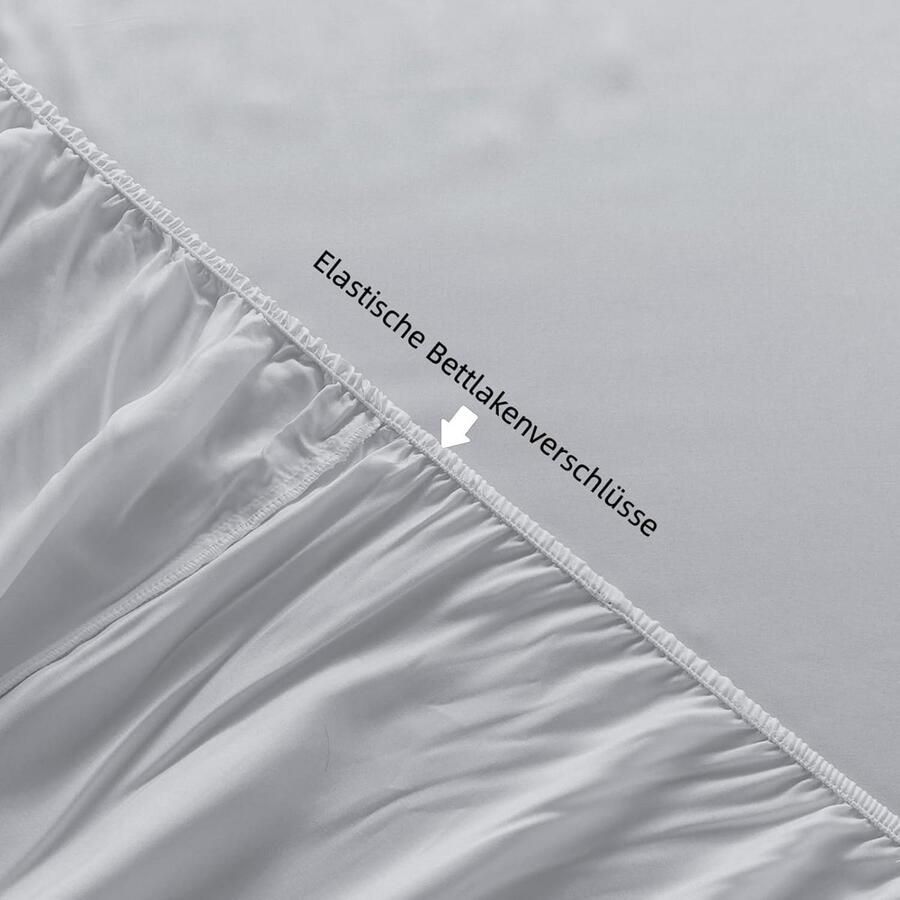 Hoeslaken 200 x 200 cm voor boxspring lichtgrijs bamboe 35 cm diep hoeslaken voor hoge matrassen topper superzacht als Egyptisch katoen hypoallergeen en ademend