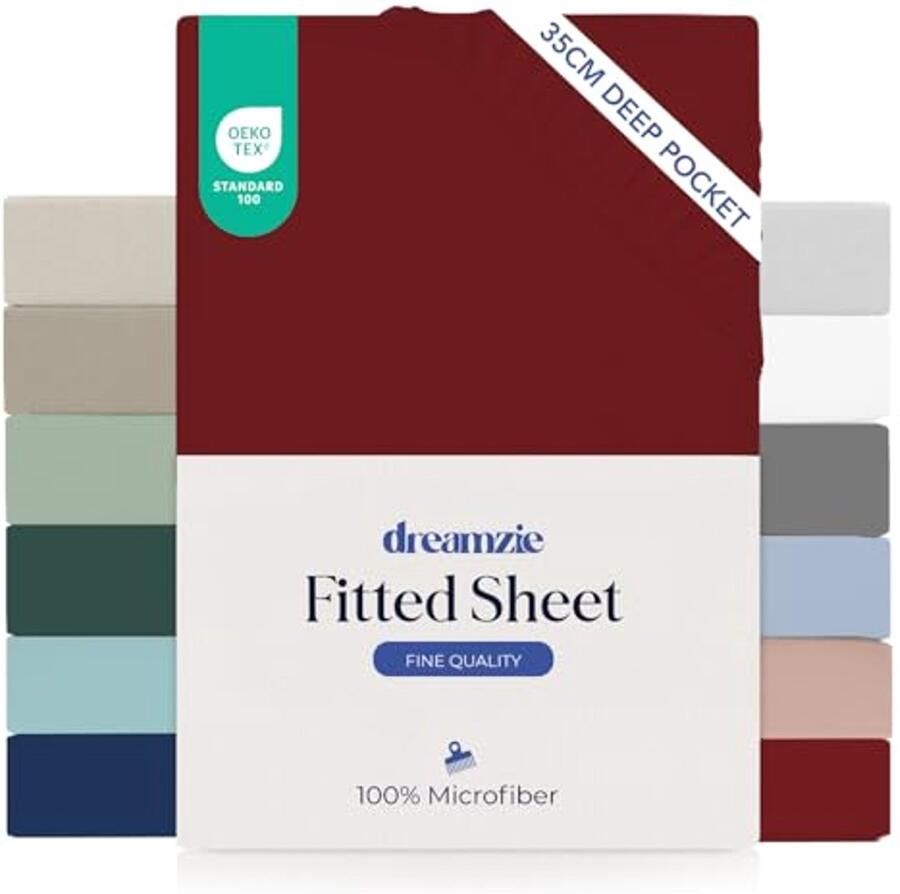 Hoeslaken 160x200 cm voor Dikke Matras 100% Microvezel Oeko TEX Gecertificeerd Bordeaux