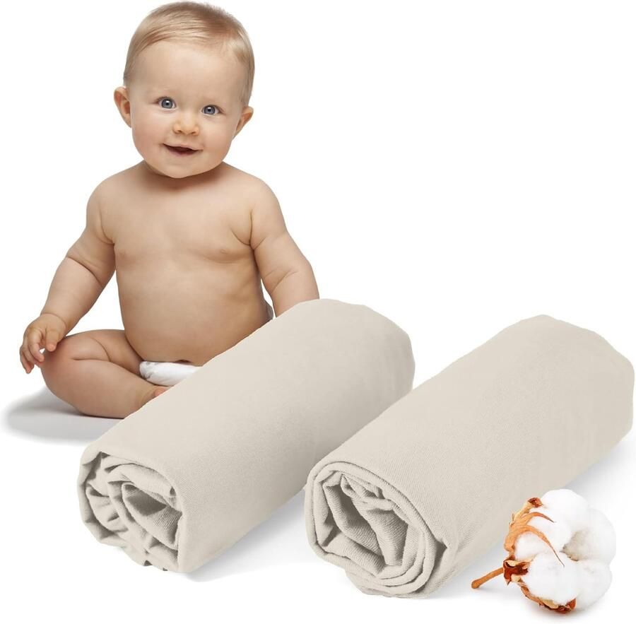 Hoeslaken 40x80 cm voor kinderbed 100% jersey katoen 150 g m² Beige