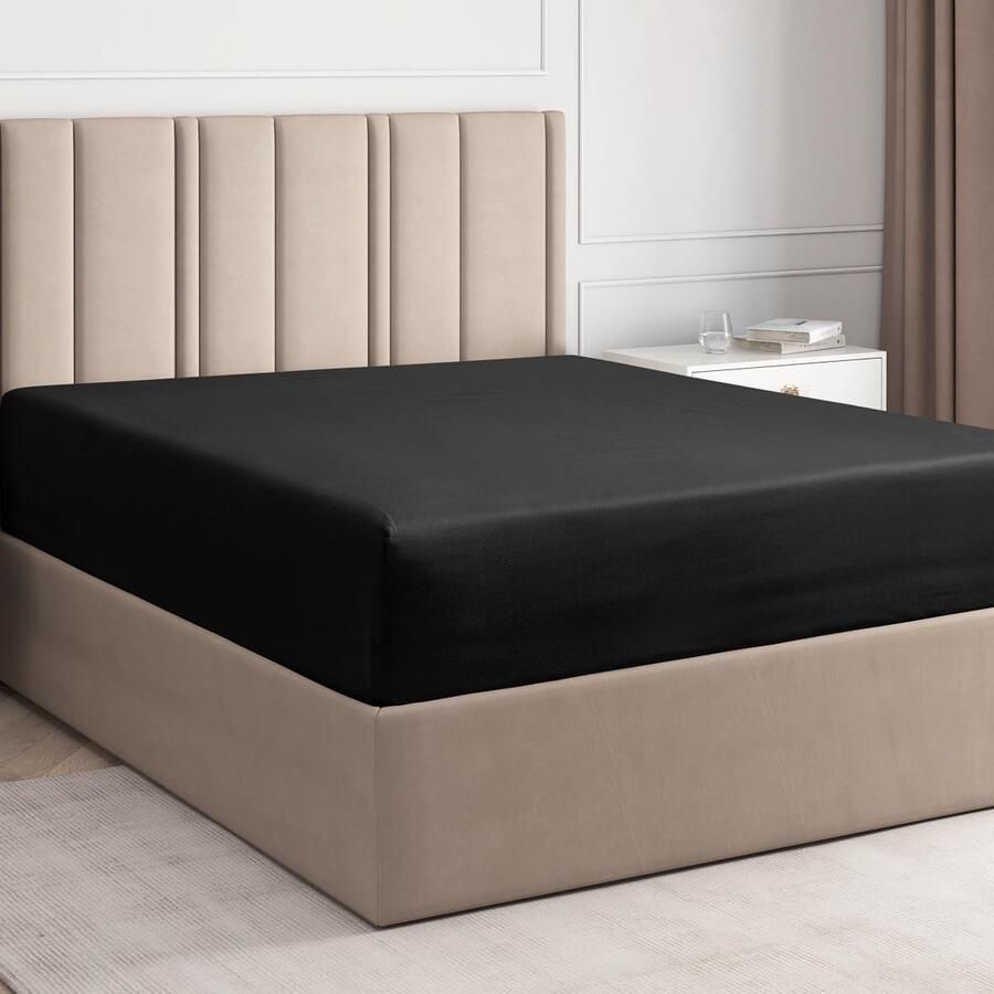 Goodivery Hoeslaken 90 x 190 cm zwart 30 cm hoogte luxe hoeslaken voor eenpersoonsbed geschikt voor matrassen tot 30 cm hoog zacht kreukvrij en ademend laken enkele verpakking