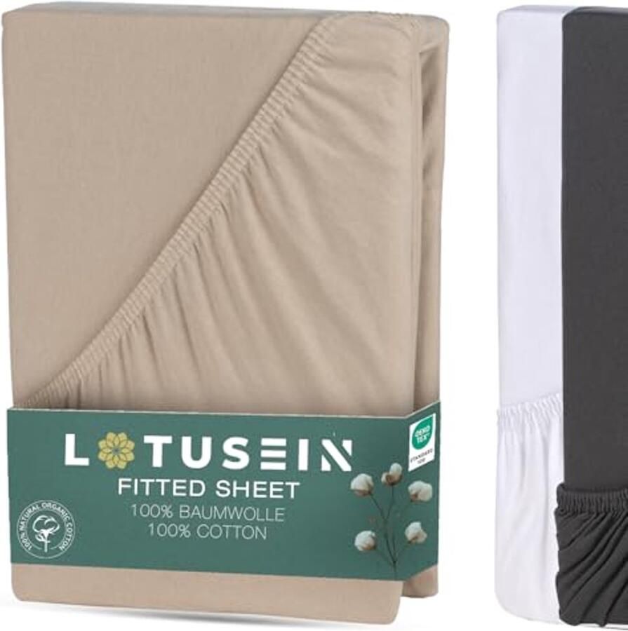 Hoeslaken 90 x 200 cm 100% Katoen Beige Geschikt voor Matrassen tot 30 cm