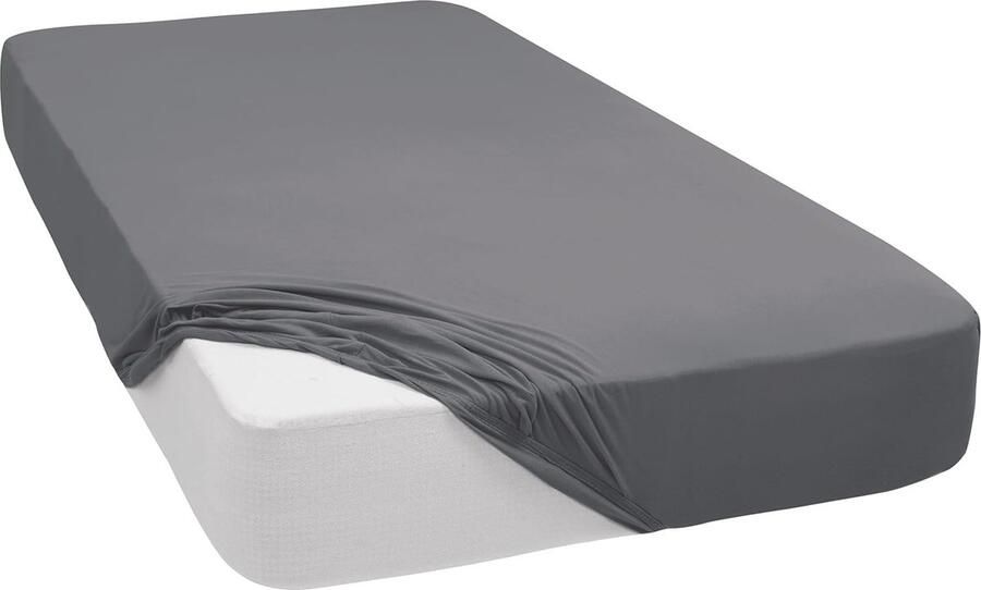 Hoeslaken 90 x 200 cm Donkergrijs Jerseykatoen voor Waterbed of Continentaal Bed