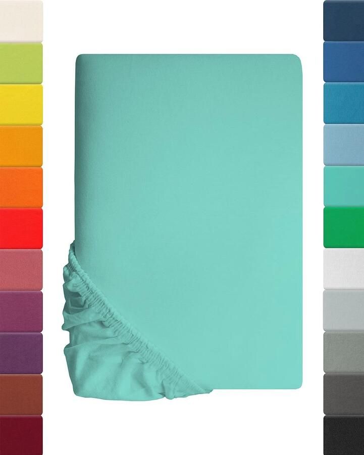 Hoeslaken 90 x 200 cm en 100 x 200 cm Turquoise Jersey Katoen Perfecte Pasvorm voor Matrassen tot 20 cm