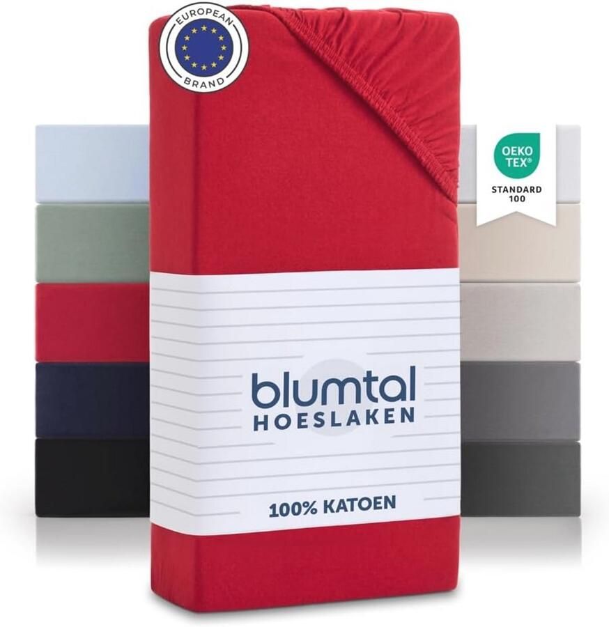 Hoeslaken 90x200 cm 100% Katoen Jersey Rood Fitted Sheet voor Matrassen tot 25 cm Hoog