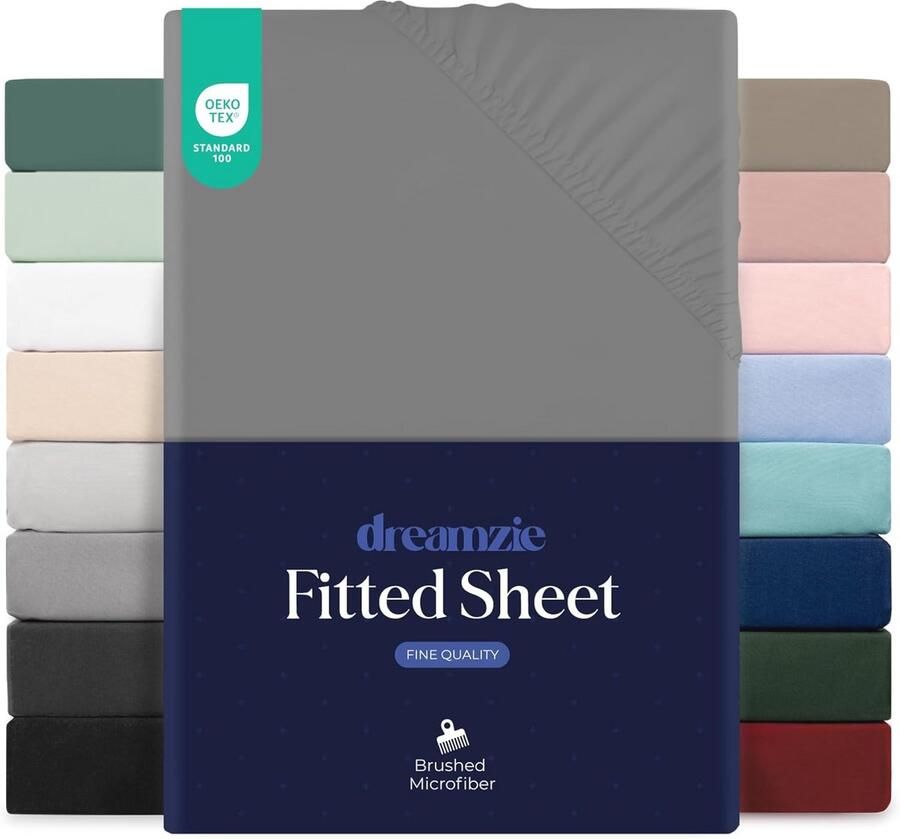 Hoeslaken 90x200 cm voor dikke matrassen tot 30 cm 100% polyester microvezel anthracietgrijs Oeko TEX gecertificeerd met volledige elastiek - Foto 2