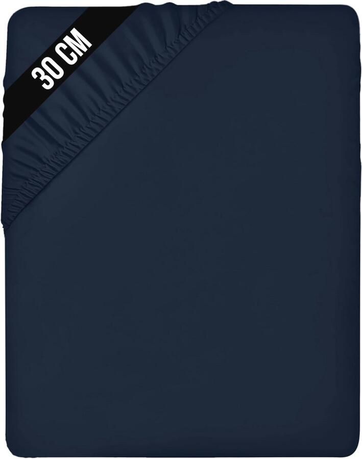 Hoeslaken 90x200 cm voor Matrassen tot 30 cm Marineblauw Zachte Microvezel