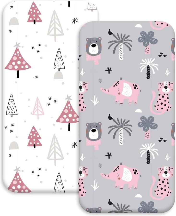 Luvetrex Hoeslaken babybedje bed set van 2 80 x 40 cm Oeko-Tex gecertificeerd wieghoes kinderwagen matrasbeschermer matrashoes voor pasgeborenen