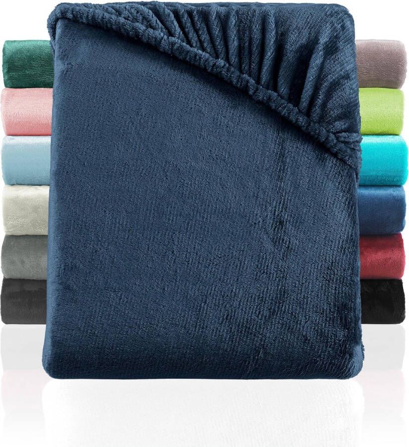 Hoeslaken Cashmere Touch vergelijkbaar met nicky teddy coral fleece hoeslaken voor kinderbed 70 x 140 cm blauw