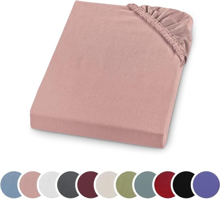Goodivery Flanellen hoeslaken fijn flanellen hoeslaken Made in Germany 100% katoen matrassen tot 23 cm hoogte elastiek rondom Ökotex wasbaar op 60 graden 120 x 200 roze
