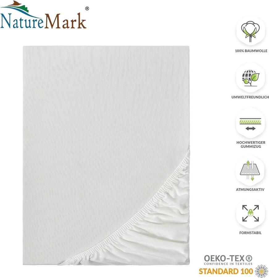 Hoeslaken jersey 100% katoen geschikt voor wasdroger & matrassen tot 25 cm hoog merkkwaliteit 100 140x200 tot 160x200