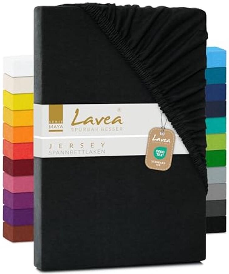 Hoeslaken Jersey – 100% Katoen Zacht en Ademend Geschikt voor Eenpersoons Tweepersoonsbed of Kingsize Oeko-Tex (Zwart 60 x 130 70 x 140 cm)