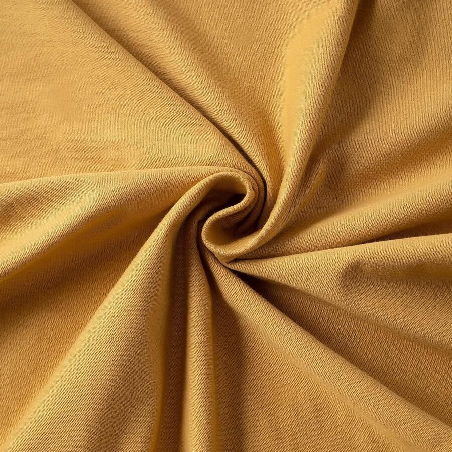 Hoeslaken Katoen met Elastiek 165g m2 Katoen 100% Hoogwaardige Kwaliteit Topper Matras Hoeslaken met Elastiek Jersey in Prachtige Kleuren (Mosterd Kleur 200 x 200 +30)