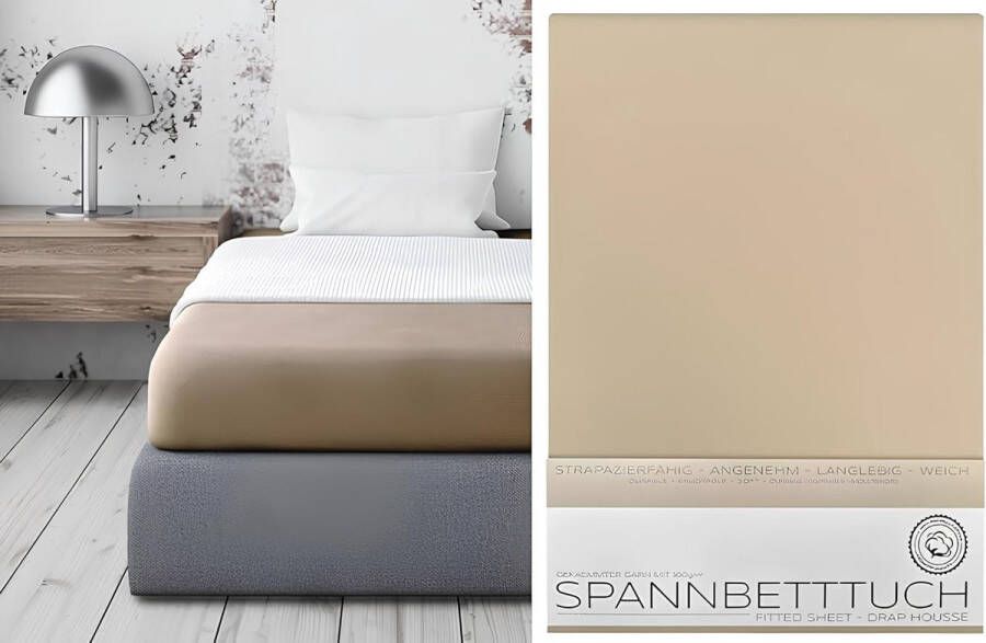 Hoeslaken Lakens van gekamd katoen premium jersey 160g m² maat en kleur naar keuze Boxspring 200x200x45 cm Beige