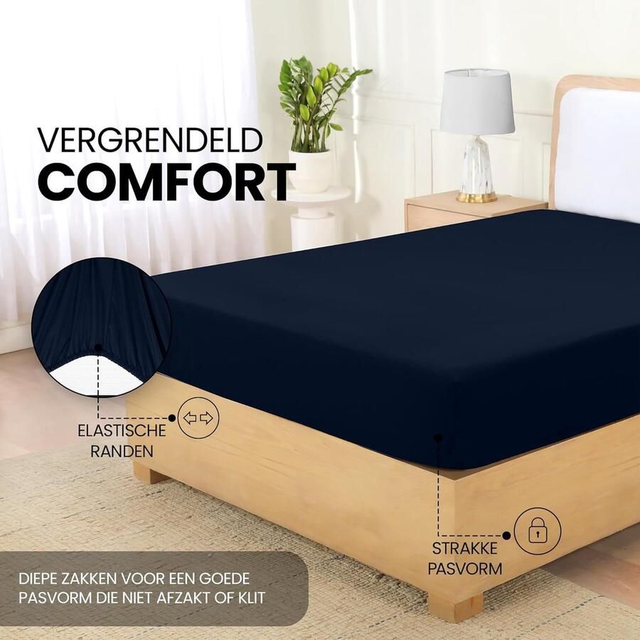 Onderlaken 135 x 190 cm dik matras geborstelde microvezel-polyester bed van 135 cm marineblauw