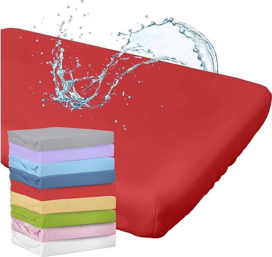 Hoeslaken met geïntegreerde matrasbeschermer 60 x 120 cm (rood) voor babybed