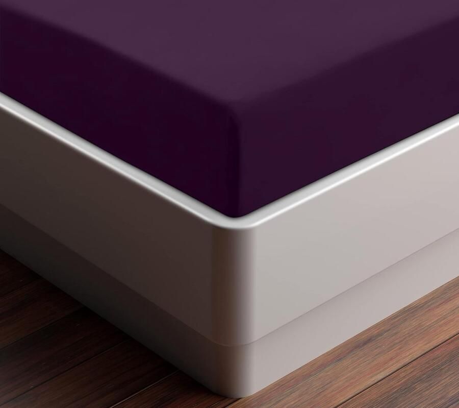 Hoeslaken met hoeken voor tweepersoonsbed geborstelde microvezel elastische hoeken 200 x 200 cm paars