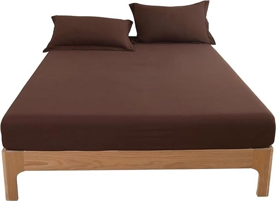 Hoeslaken van microvezel 90 x 200 cm voor matrassen tot 30 cm hoog superzacht slaapcomfort elastiek rondom kreukvrij vormvast onderhoudsvriendelijk bruin
