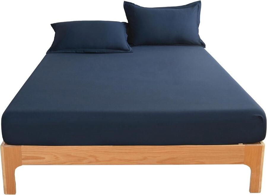 Hoeslaken van microvezel 90 x 200 cm voor matrassen tot 30 cm hoog superzacht slaapcomfort elastiek rondom kreukvrij vormvast onderhoudsvriendelijk blauw