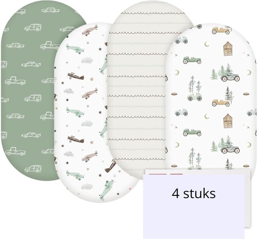 Hoeslaken voor babybed 4 stuks matrasbeschermer voor looprooster Ökotex100 moseskorf overtrek matrashoes voor pasgeborenen auto