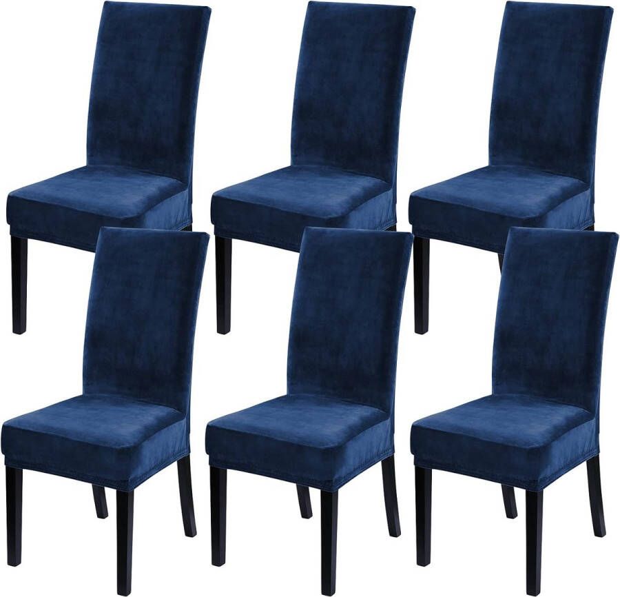 Hoezen van hotelkwaliteit fluwelen stoelbeschermer stoelhoezen voor eetkamer bruiloftsbanket feestdecoratie zachte dikke fluwelen stof wasbaar set van 6 marineblauw