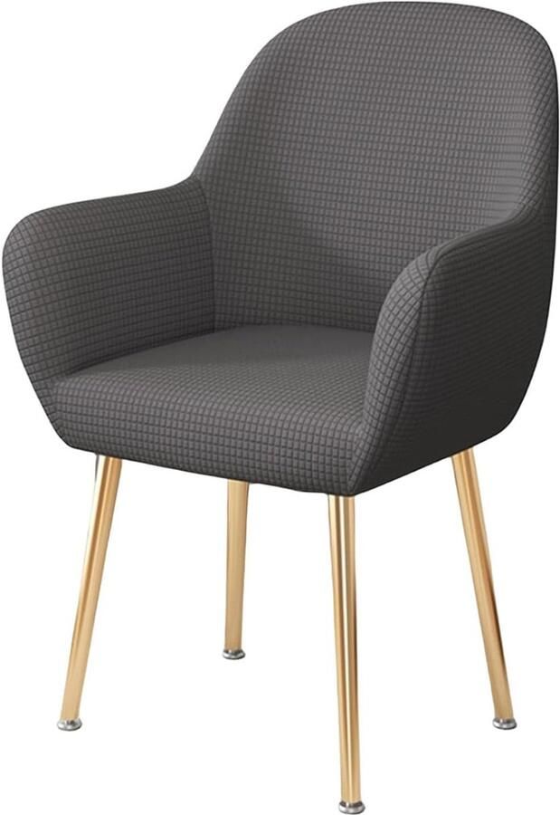 Hoezen voor eetkamerstoelen accentstoelhoes met gebogen rugleuning stretchstoelhoes met armleuningen afneembare stoelhoezen voor thuiskantoordecoratie grijs