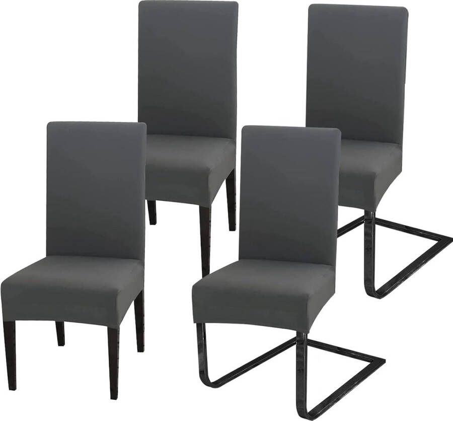Hoezen voor stoelen set van 4 stretch stoelhoezen universele stoelhoes van polyester stoelhoes voor eetkamer hotel banket feestdecoratie bruiloft donkergrijs