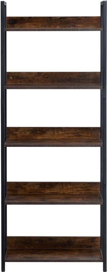 Hoge 5-vaks Metalen boekenkast in industriële stijl rustieke vintage boekenkast met open planken vrijstaande display plank