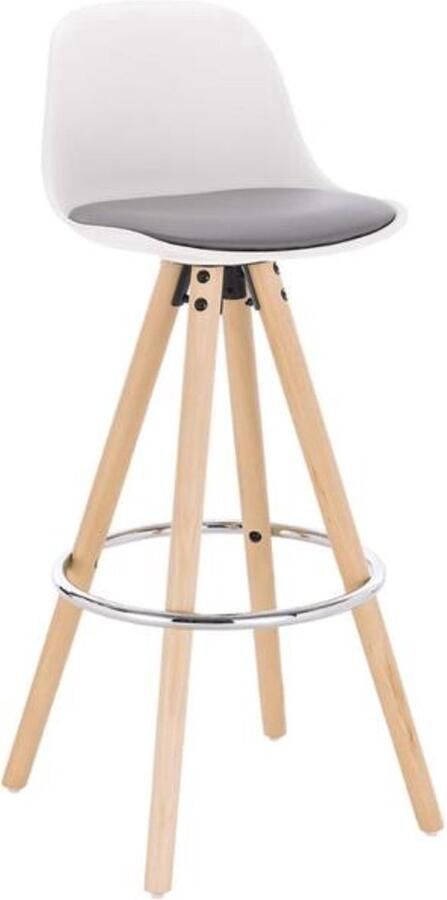 Bolt Edge Hoge Barkruk Grijs Wit Kunstleer Zithoogte 75cm Met rugleuning Set van 1