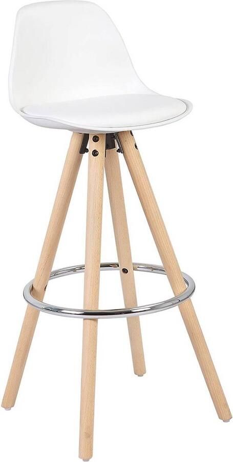 Bolt Edge Hoge Barkruk Zithoogte 75cm Wit Kunstleer Met rugleuning Set van 1