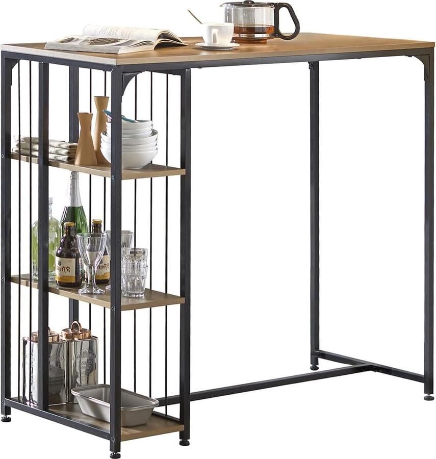 Hoge Bartafel met 3 Planken Industriële Stijl Ideaal voor Keuken Eetkamer en Balkon L115xP50xH107 cm
