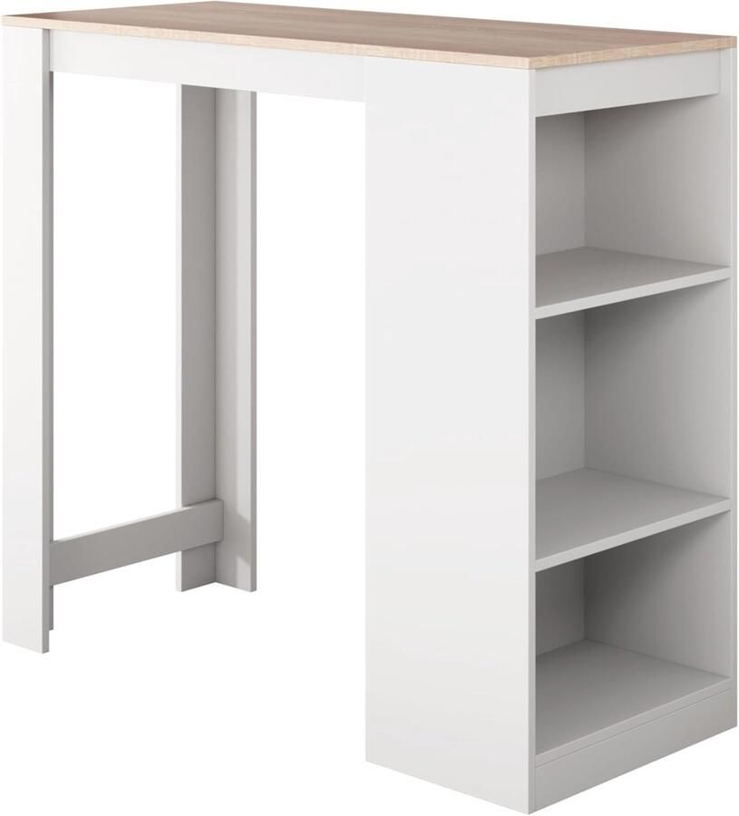 Hoge Bartafel met 3 Planken Keuken Bartafel in Moderne Stijl Wit en Sonoma Kleur Afmetingen 110x103x50 cm - Foto 2