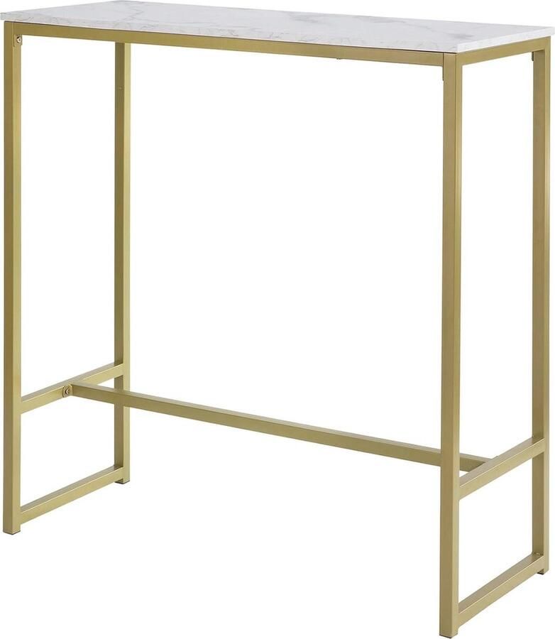 Hoge Bartafel met Marmeren Effect en Gouden Afwerking Ideaal voor Kleine Ruimtes
