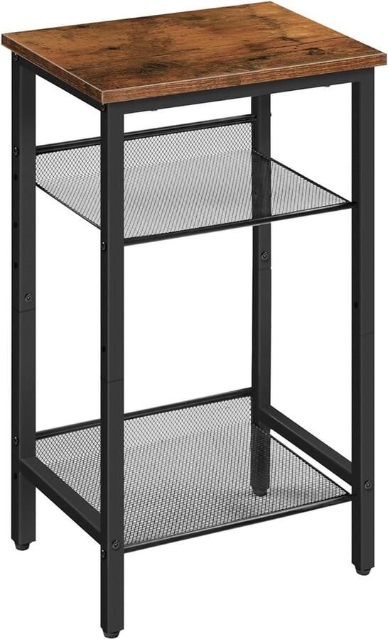 Hoge bijzettafel industriële telefoontafel slank nachtkastje bank-bijzettafel met 3-laags opbergplanken smal nachtkastje voor laptop woonkamer gang 38 x 28 x 74 cm EBF01DH01G1