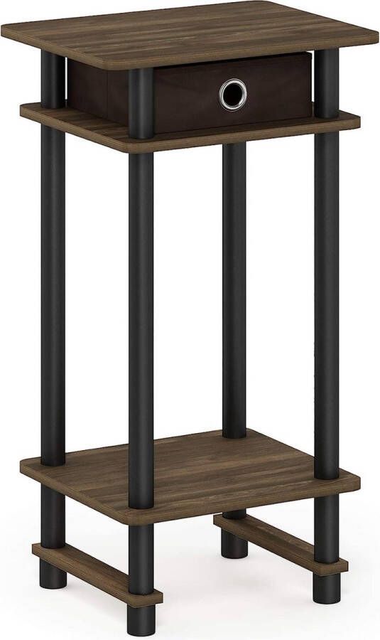 Hoge bijzettafel met planken hout Columbia walnoot zwart donkerbruin 29 49 x 39 5 x 70 41 cm