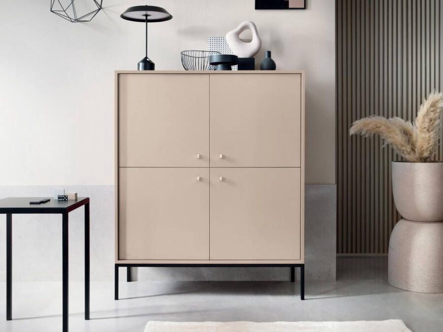 Hoge buffetkast 4 deuren Beige BOGDAN L 104 cm x H 125 cm x D 39 cm