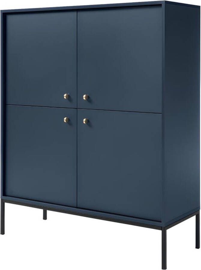 Vente-unique Hoge buffetkast BOGDAN 4 deuren Blauw L 104 cm x H 125 cm x D 39 cm - Foto 3