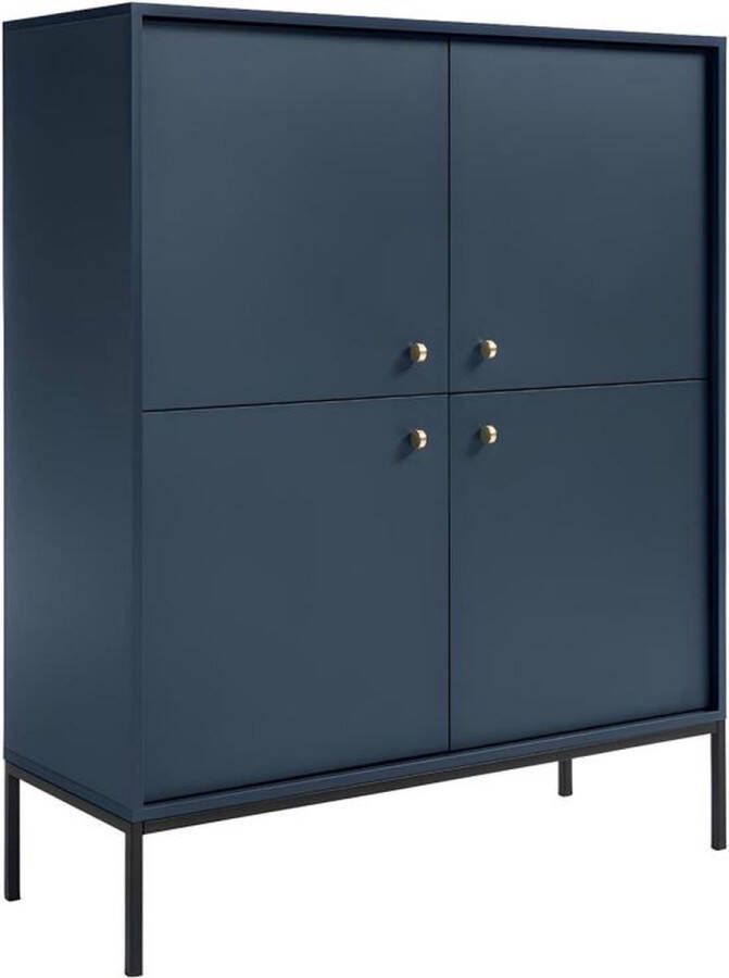 Vente-unique Hoge buffetkast BOGDAN 4 deuren Blauw L 104 cm x H 125 cm x D 39 cm - Foto 2