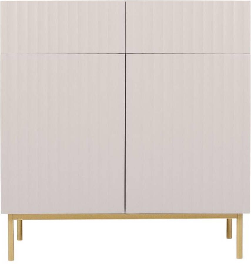 Hoge buffetkast met 2 deuren en 2 lades van mdf en staal Beige en goudkleurig EVILANA L 100 cm x H 105.5 cm x D 44.8 cm - Foto 1